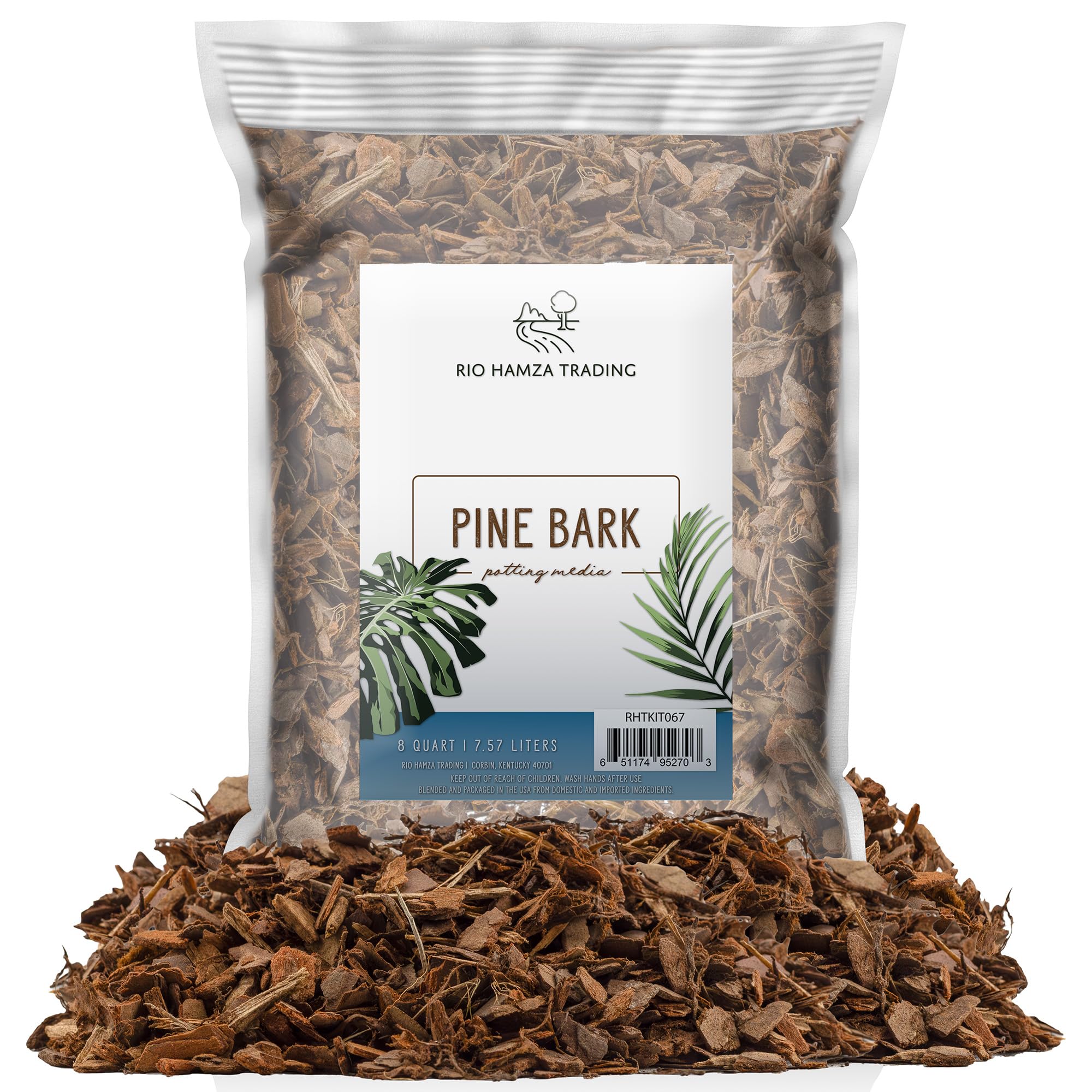 Rio Hamza Trading Pine Bark Mulch Nuggets 8 quarts packaging front view