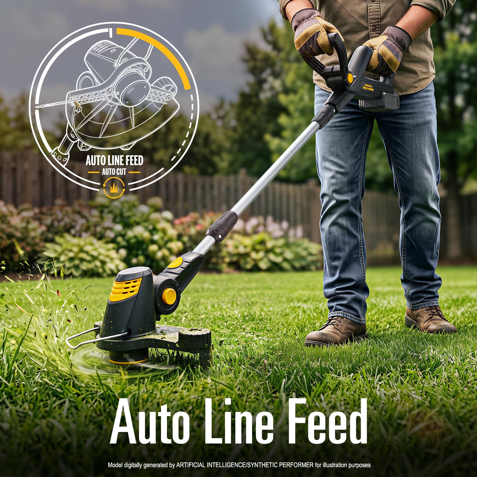 RKBUDOL Brushless Weed Eater with auto line feed feature