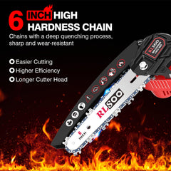 RLSOO Mini Chainsaw in use for pruning branches