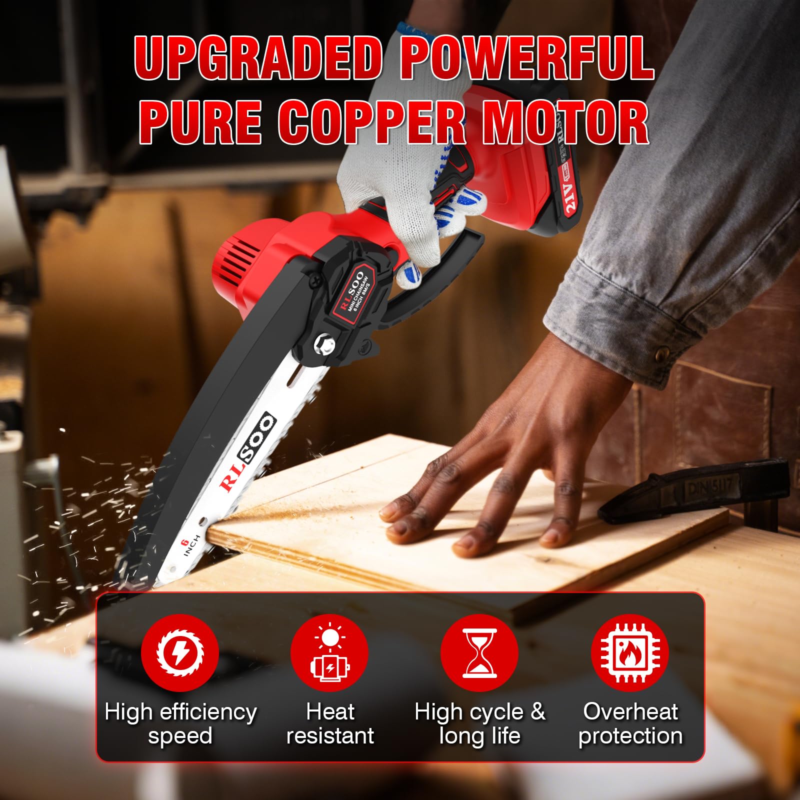RLSOO Mini Chainsaw lightweight design held in hand
