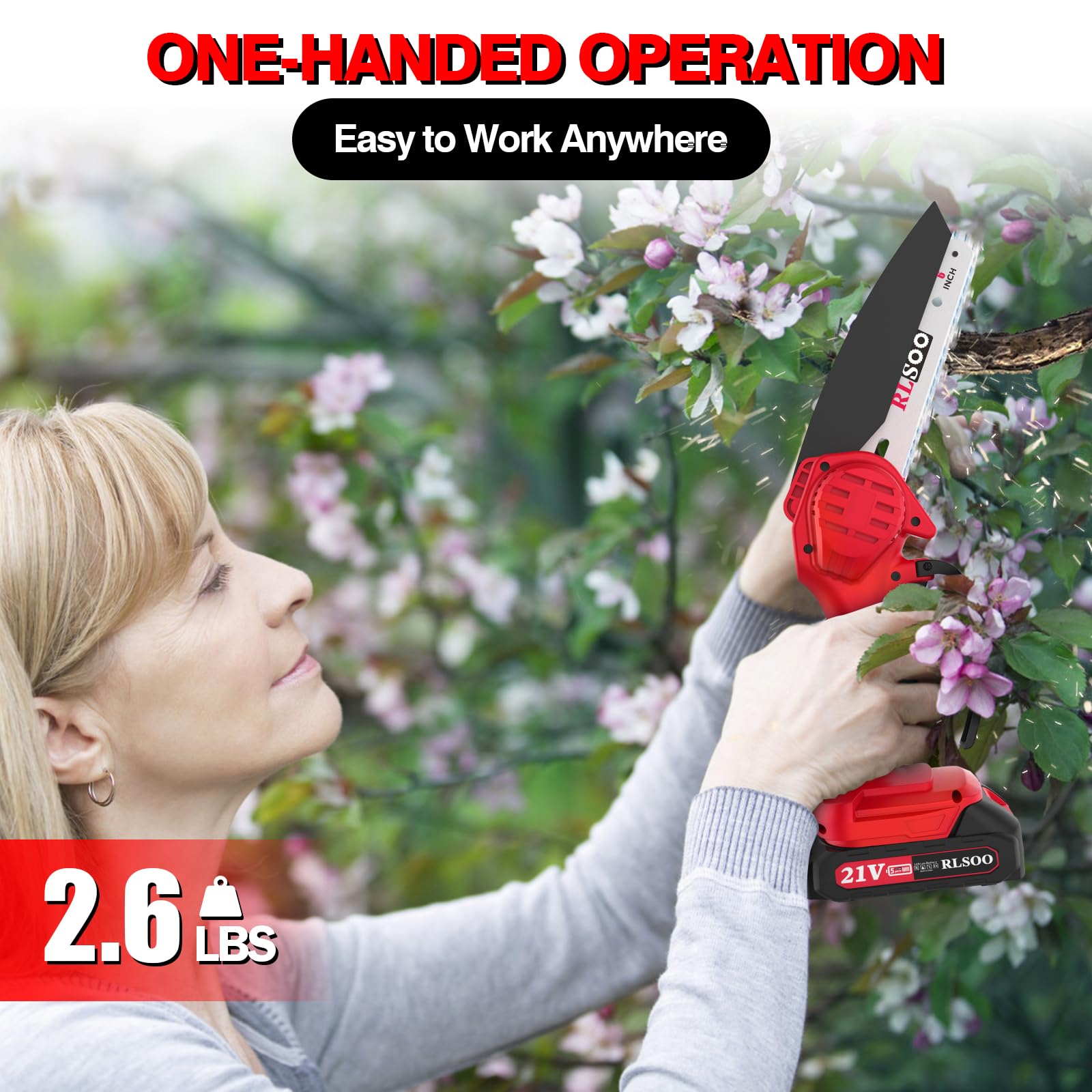RLSOO Mini Chainsaw lightweight design held in hand