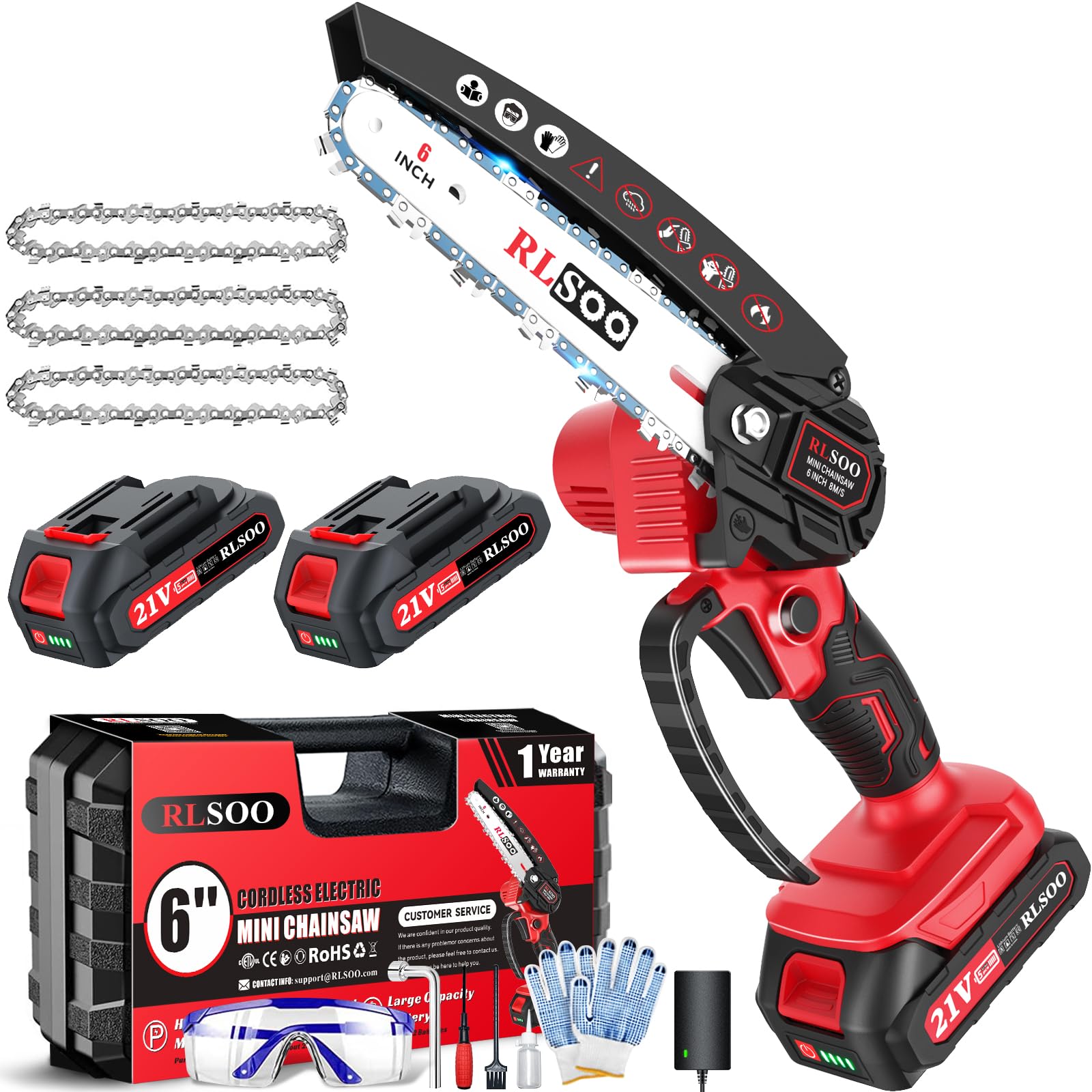 RLSOO Mini Chainsaw with pre-installed chain ready for use