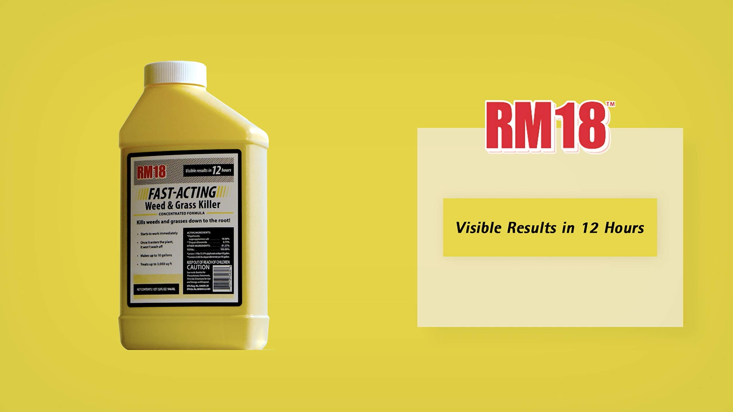 RM18 Fast-Acting Weed Killer 64-ounce label close-up