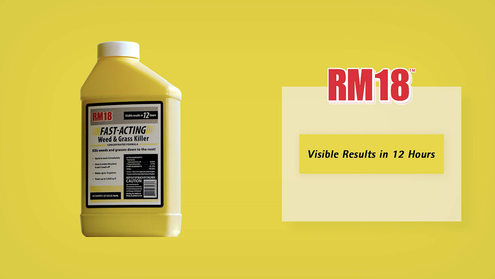 RM18 Fast-Acting Weed Killer 64-ounce label close-up