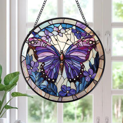 Rngmsi Butterfly Stained Glass Suncatcher front view