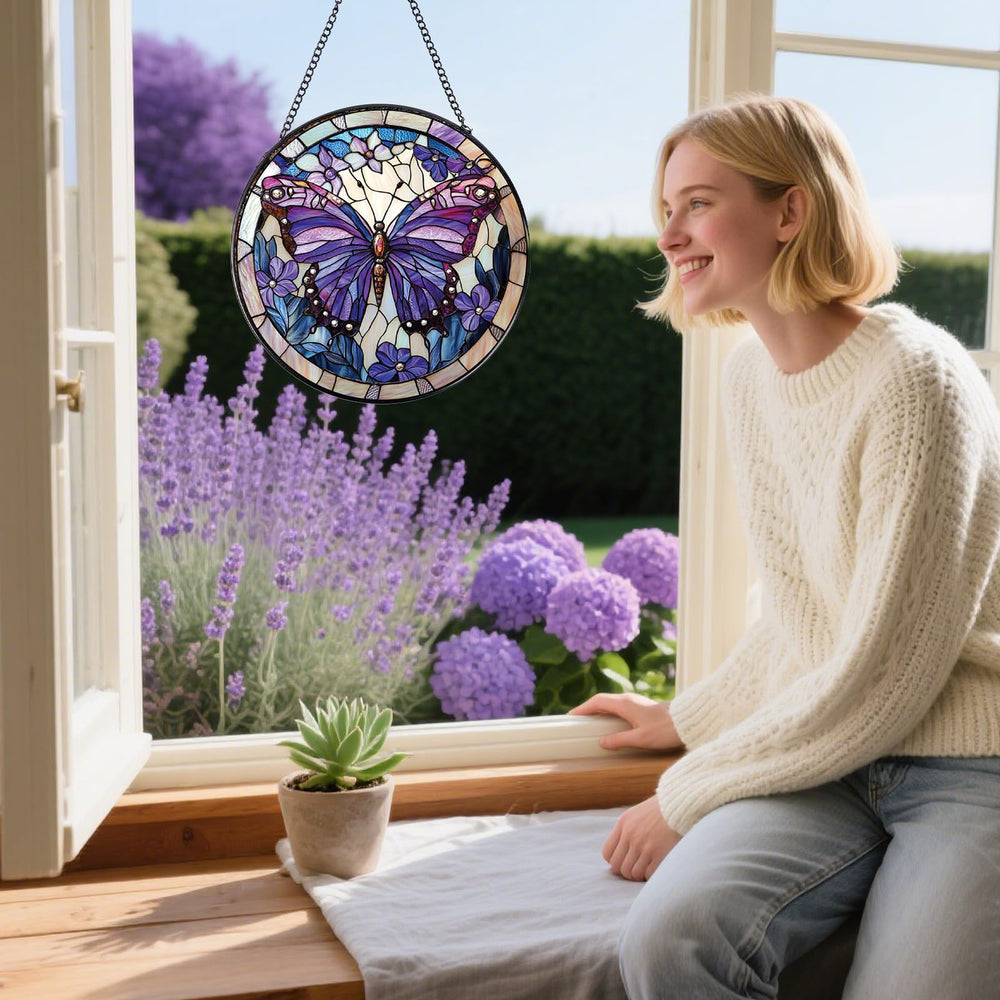 Rngmsi butterfly suncatcher with chain included