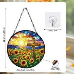 Rngmsi Cross Sunflower Suncatcher displaying vibrant colors