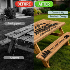 RNOONY 6ft picnic table cover on wooden table outdoors