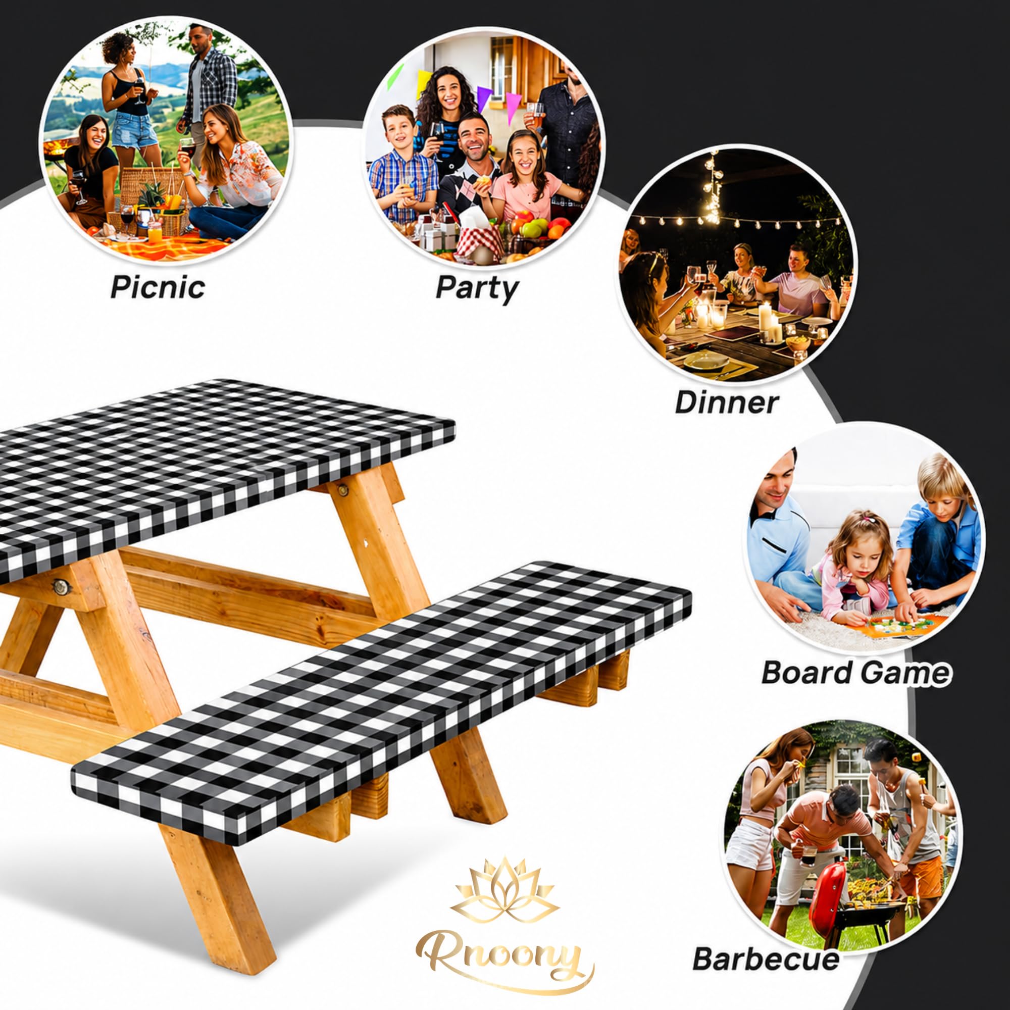 RNOONY picnic table cover elastic corners detail