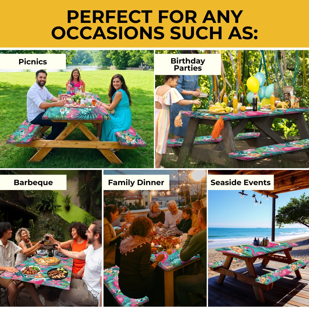 RNOONY picnic table cover folded and stored in carrying bag