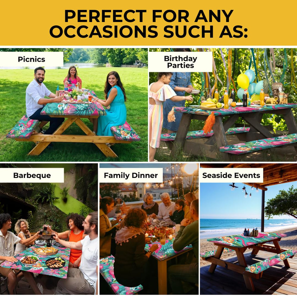 RNOONY picnic table cover folded and stored in carrying bag