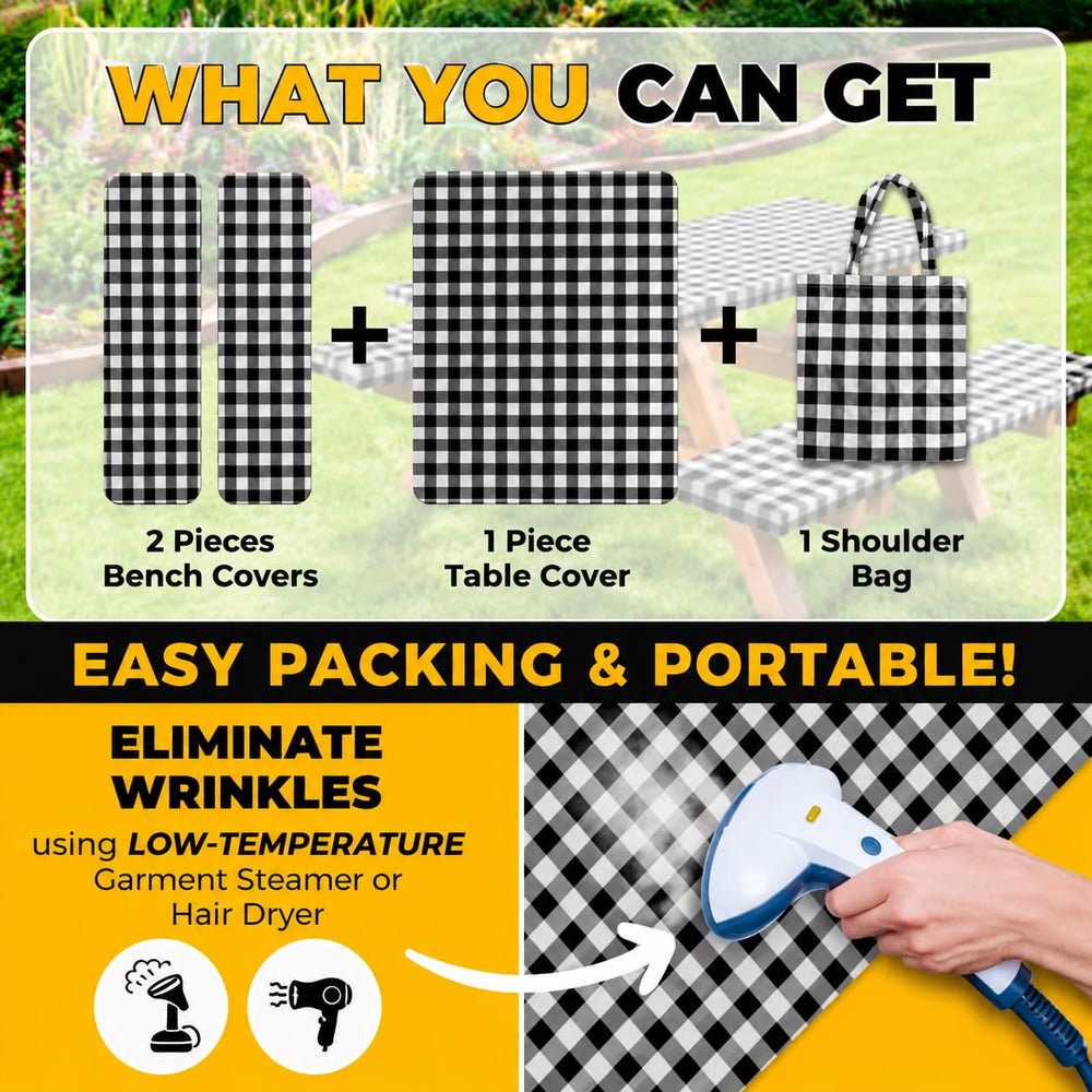RNOONY picnic table cover outdoor picnic setup