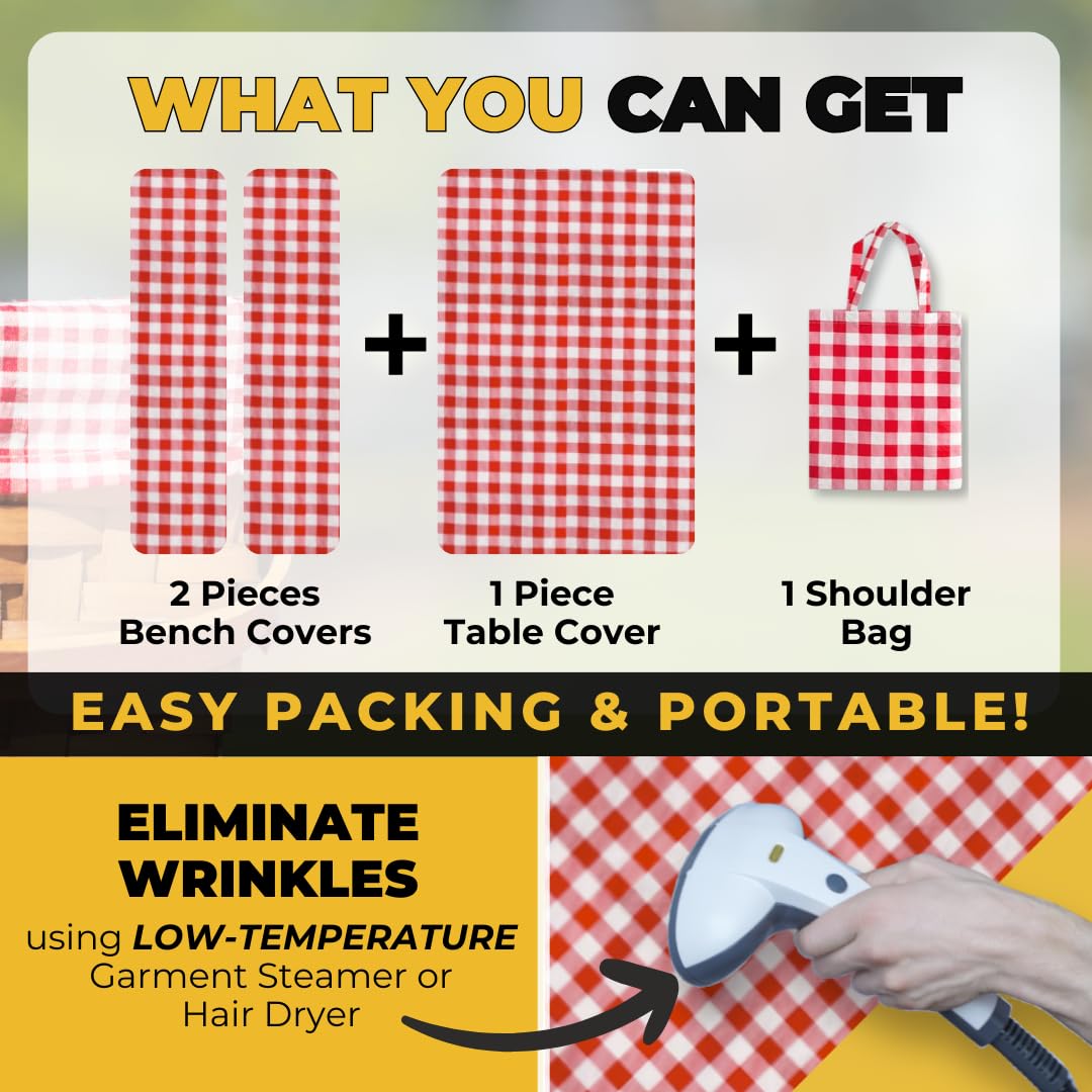 RNOONY Picnic Table Cover Set showcased at a barbecue