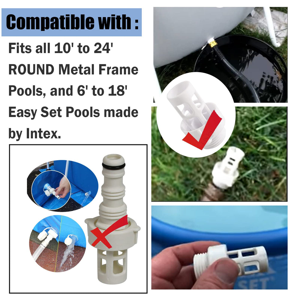 RO6G Hose Drain Plug Connector installed on Intex pool