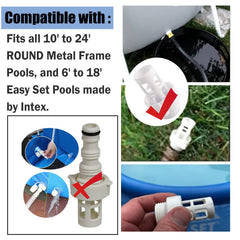 RO6G Hose Drain Plug Connector installed on Intex pool