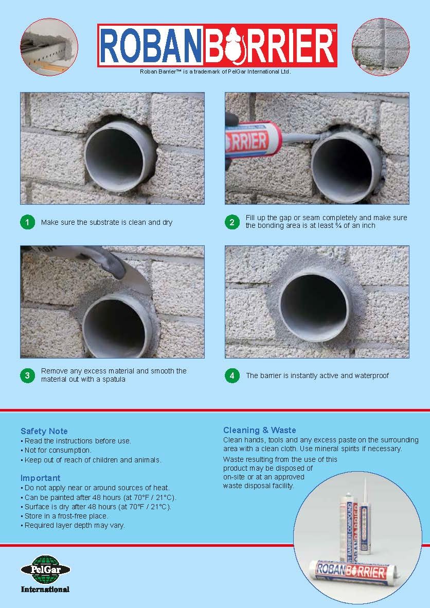 ROBAN BARRIER Rodent Block Compound showing packaging details