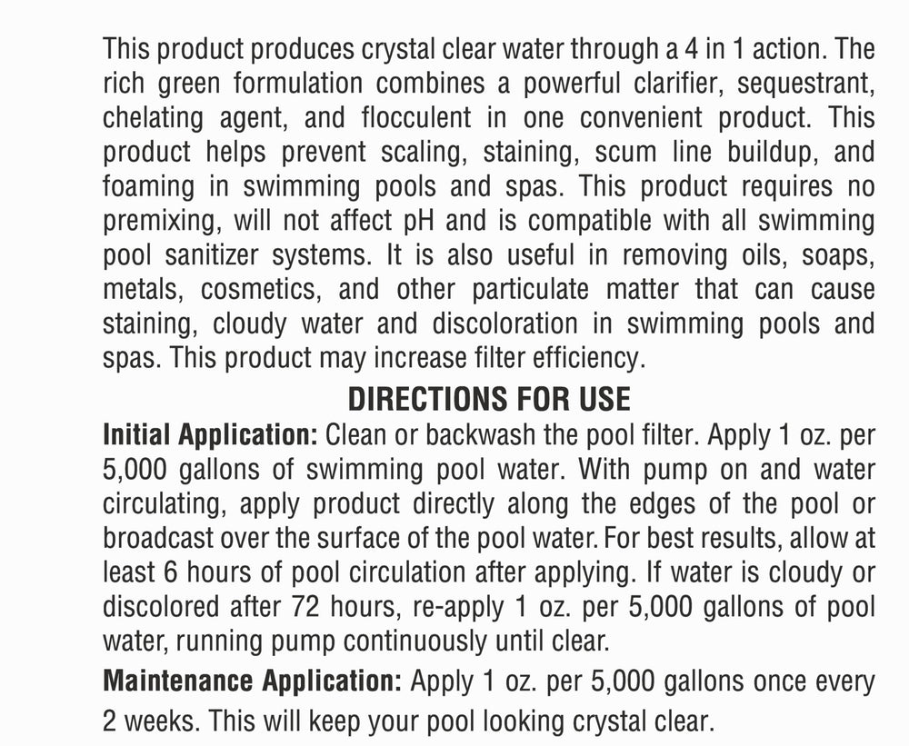 Robelle 4-Pack Pool Clarifier packaging details