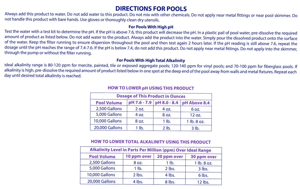 Robelle pH Down powder on a pool deck beside a test kit
