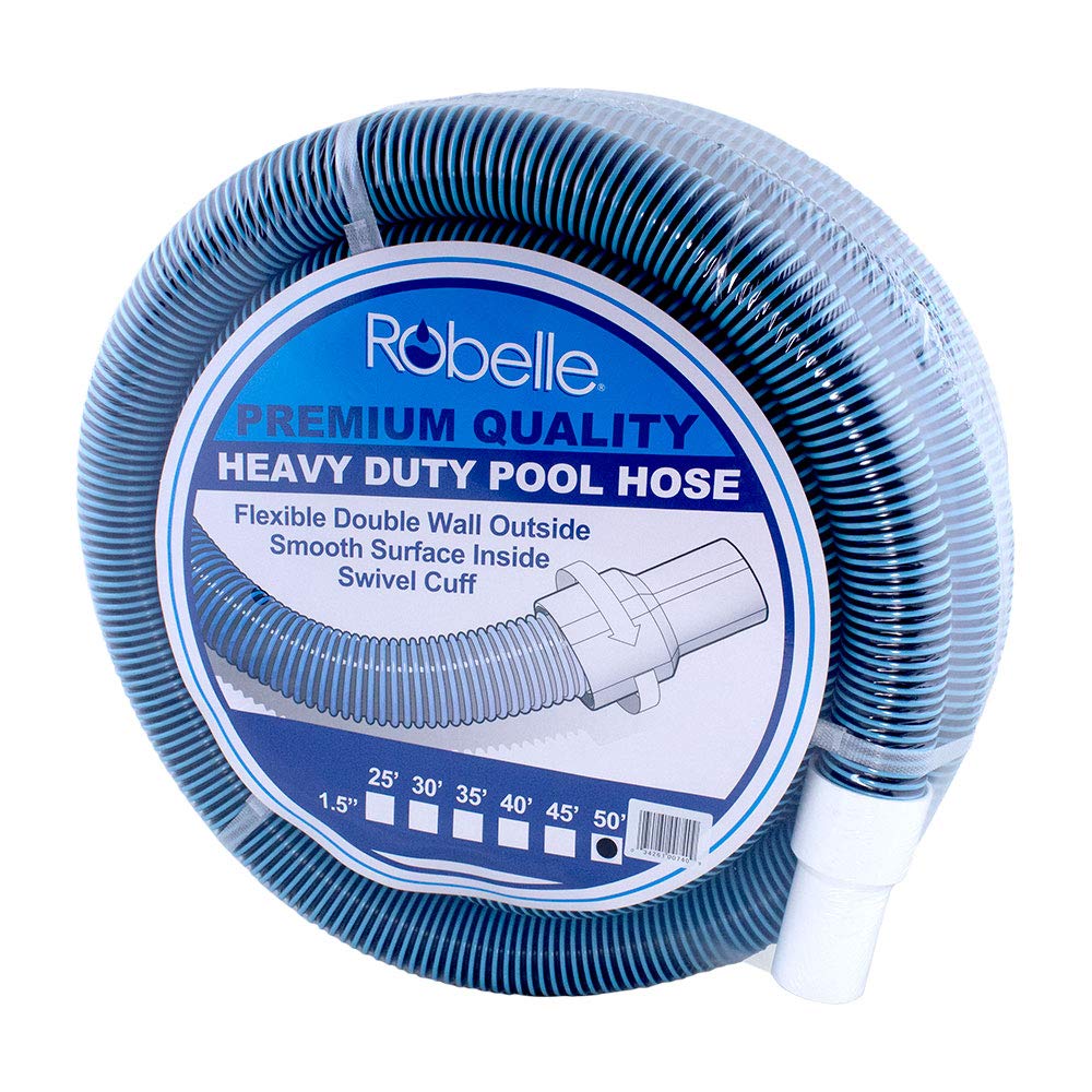 Robelle Pool Vacuum Hose 50 ft, blue color, front view