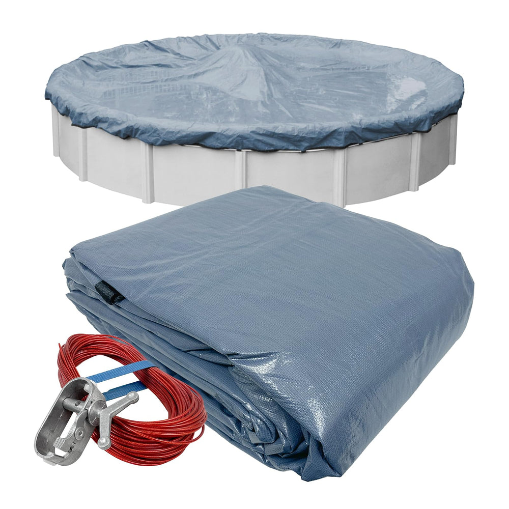 Robelle Winter Pool Cover 15 ft round, blue with winch and cable