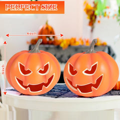 Rocinha Jack O Lantern Pumpkin with spooky face lit up