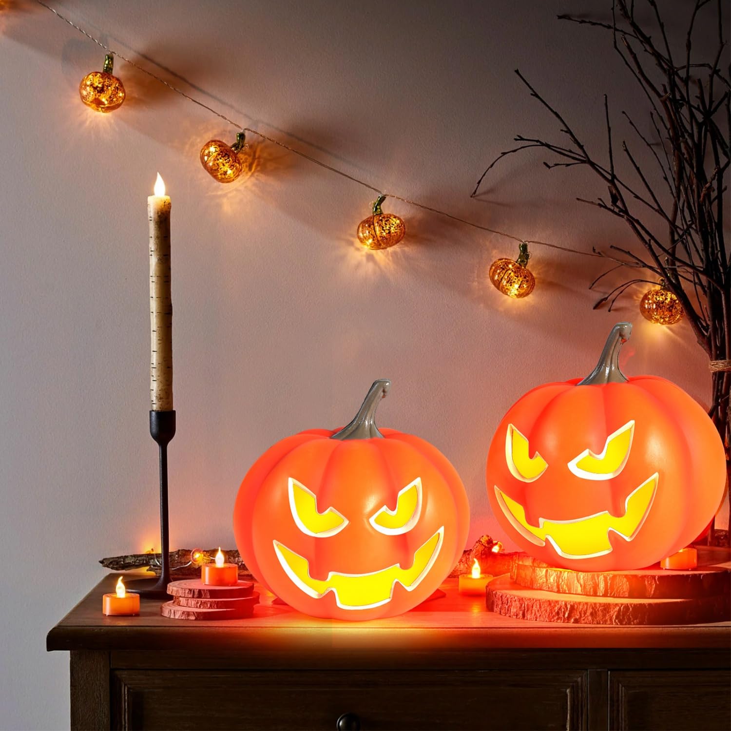Rocinha Light Up Pumpkin on a patio setting
