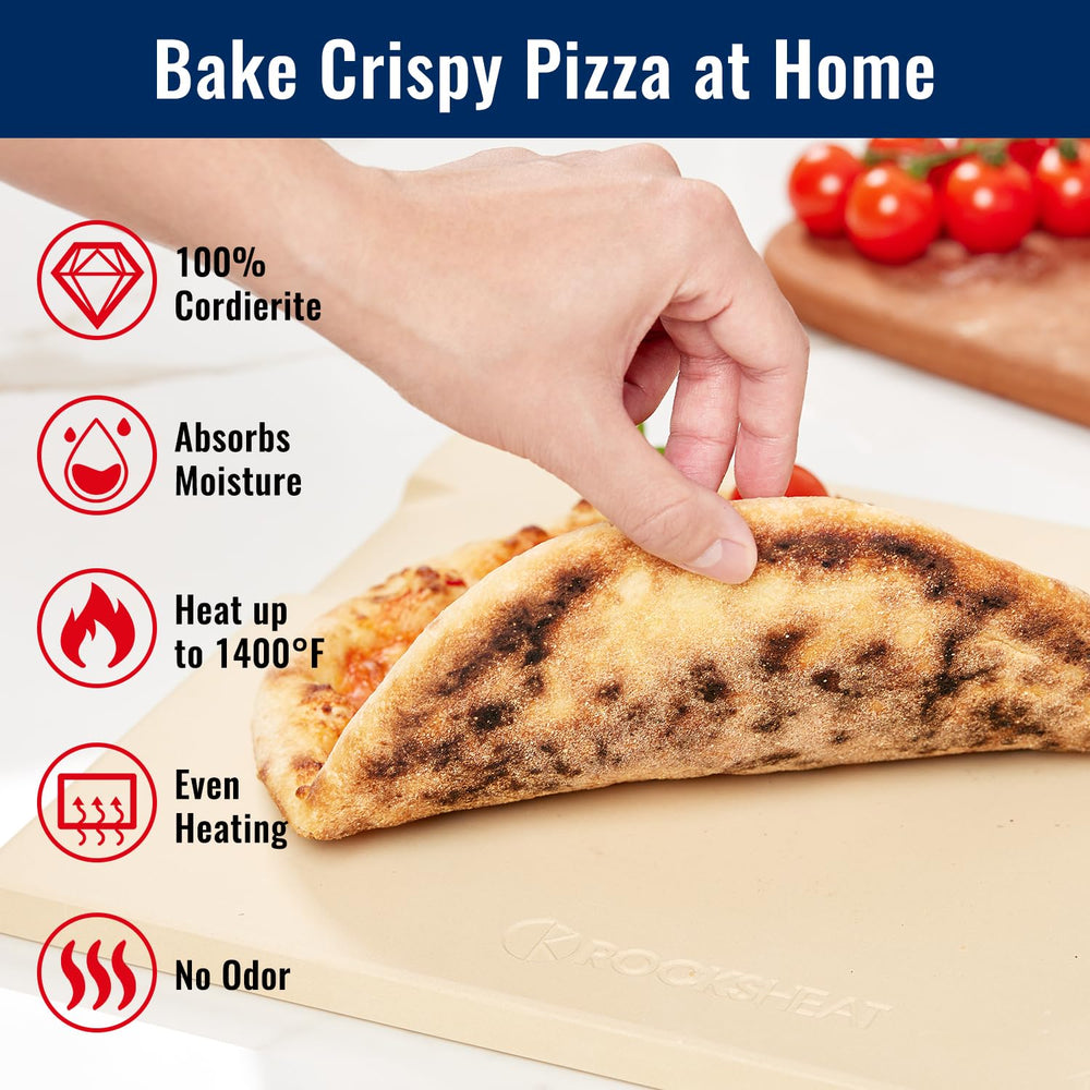 ROCKSHEAT Pizza Stone showing thickness