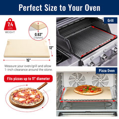 ROCKSHEAT Pizza Stone with built-in handles