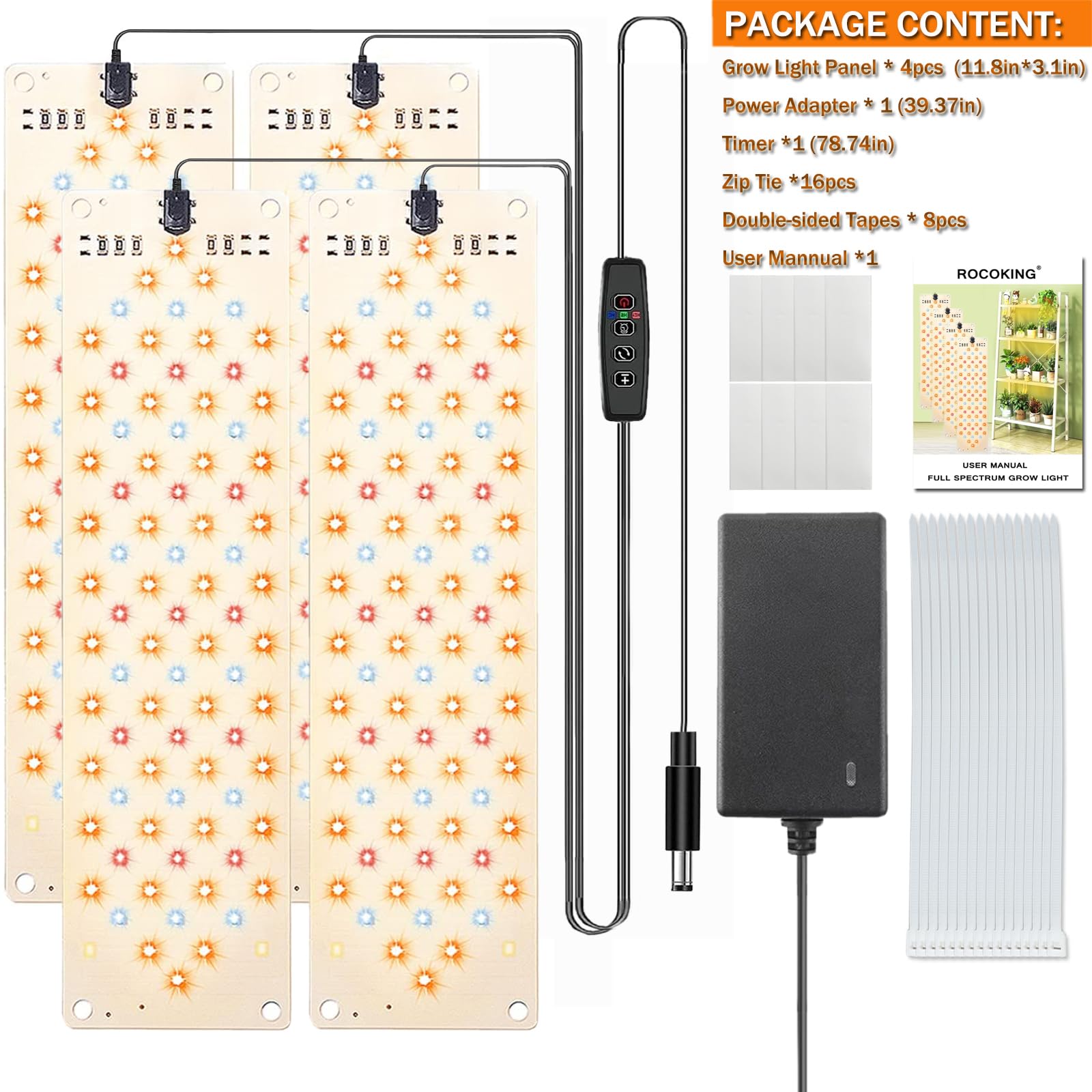 Rocoking grow light panel dimensions displayed