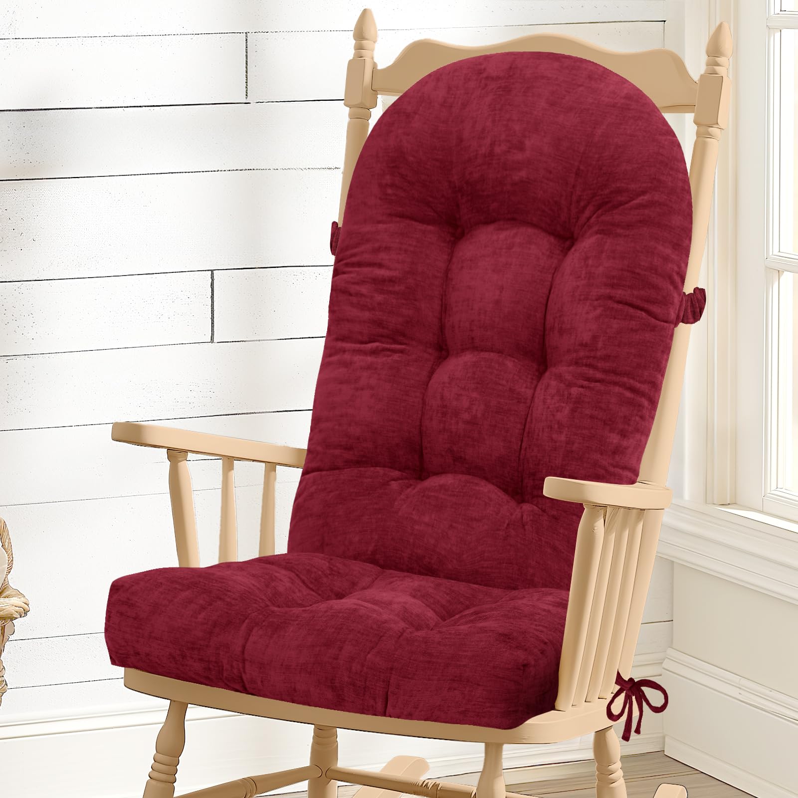 ROFIEJOX rocking chair cushion in red front view with tufted design