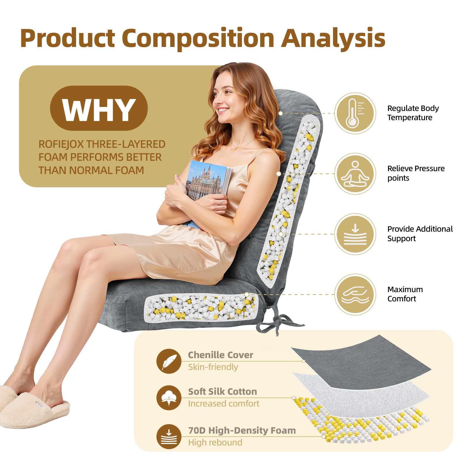 ROFIEJOX Rocking Chair Cushion on a patio rocking chair