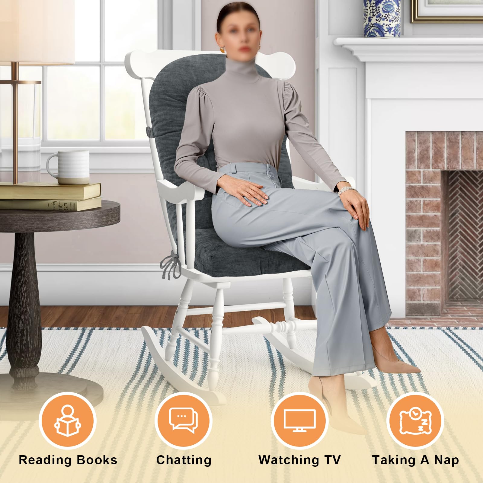 ROFIEJOX Rocking Chair Cushion on a rocking chair