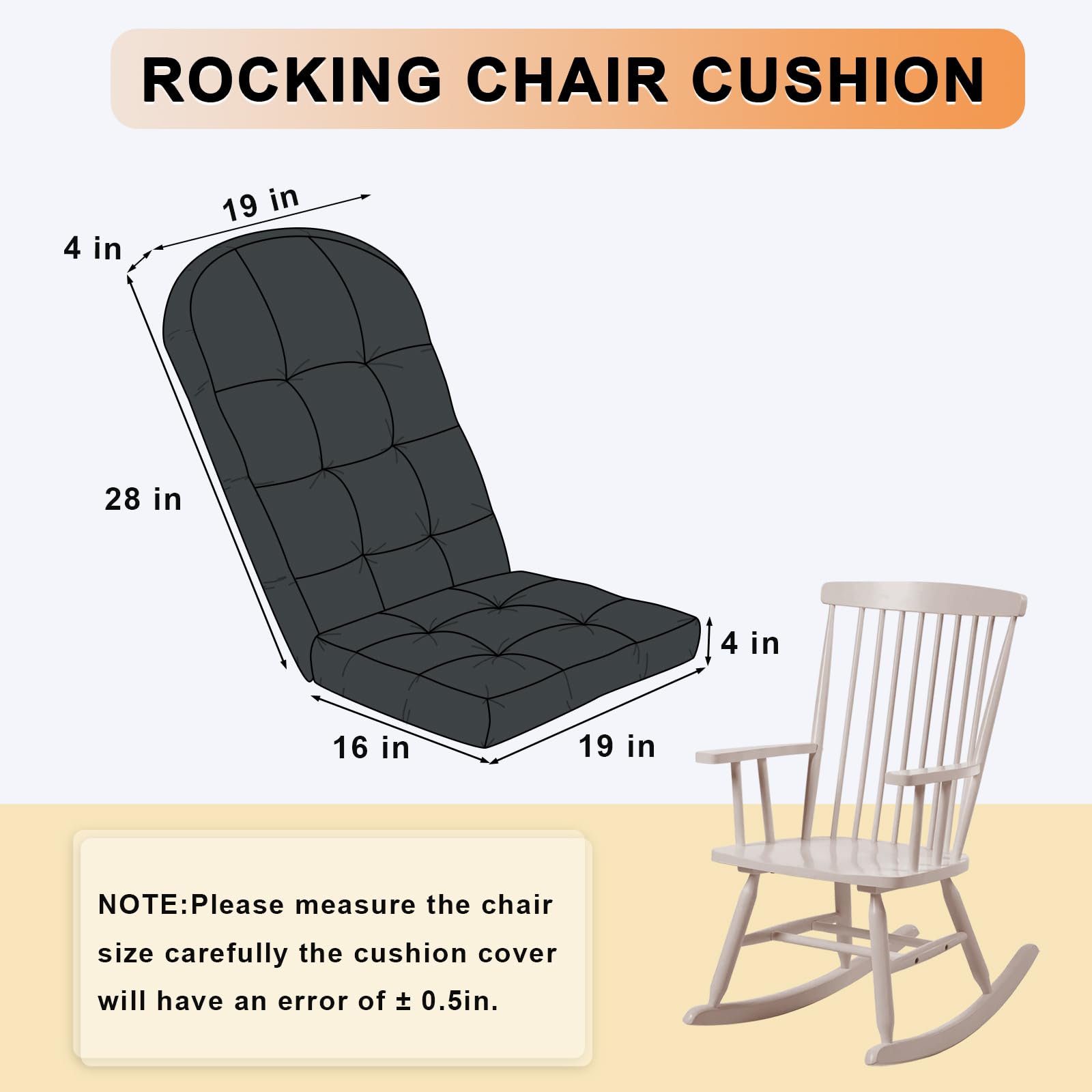 ROFIEJOX Rocking Chair Cushion showing high-density foam