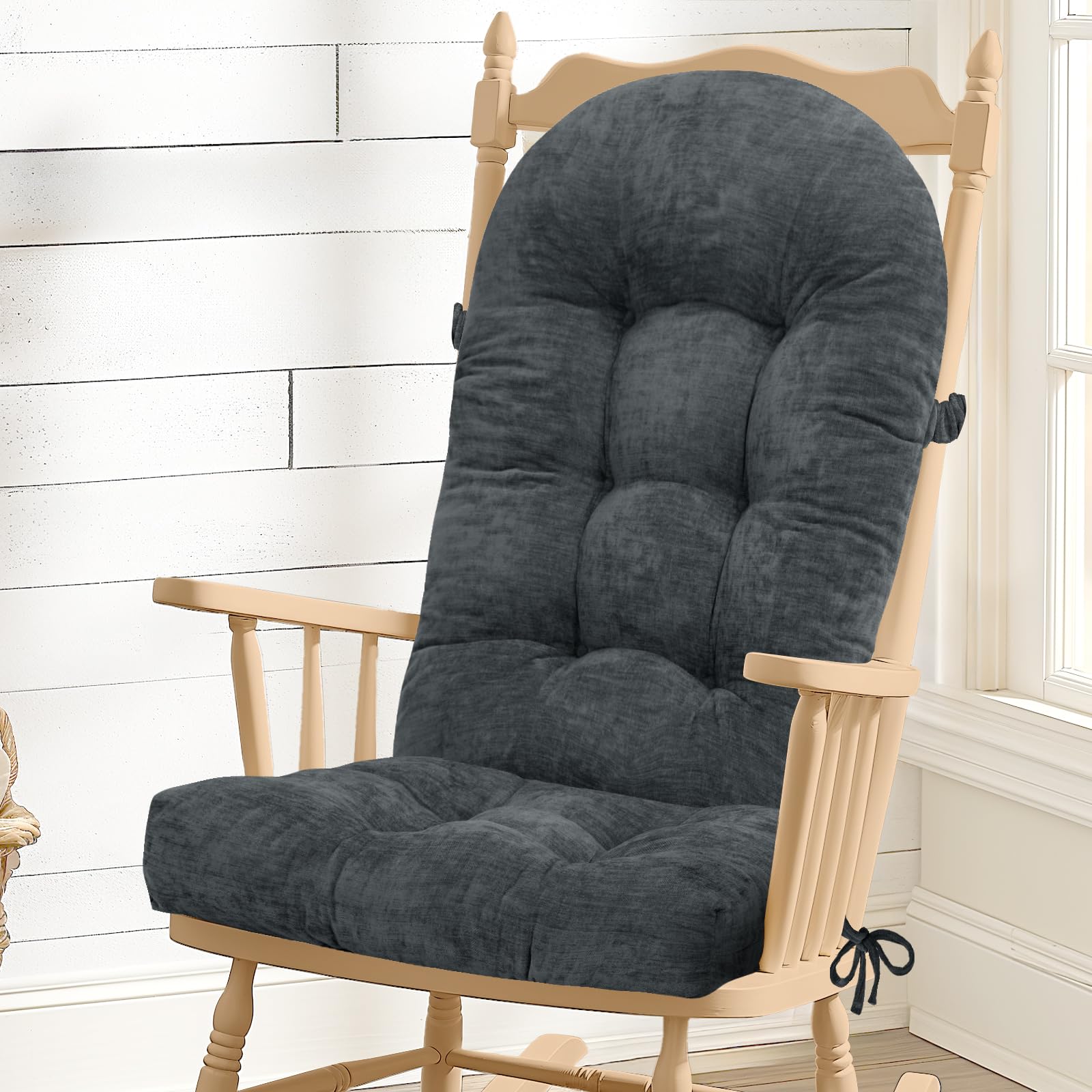 ROFIEJOX Rocking Chair Cushion slate gray front view