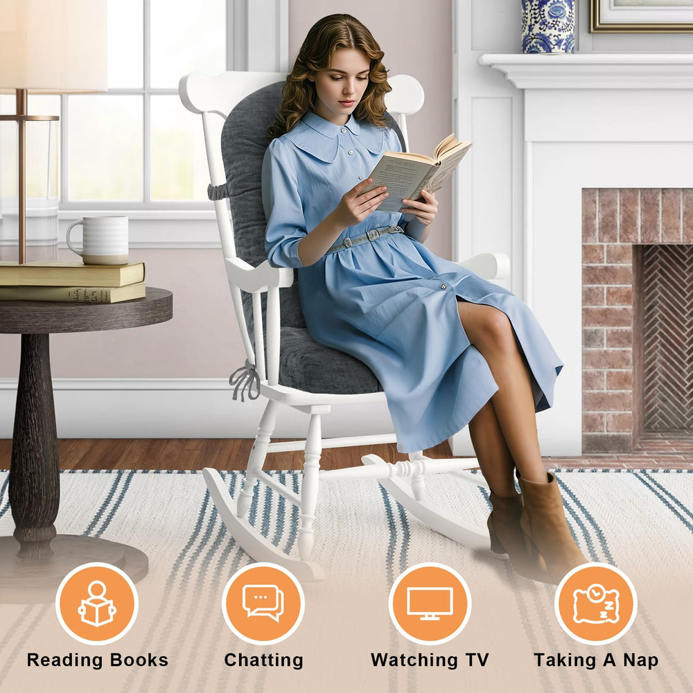 ROFIEJOX Rocking Chair Cushion slate gray with ties