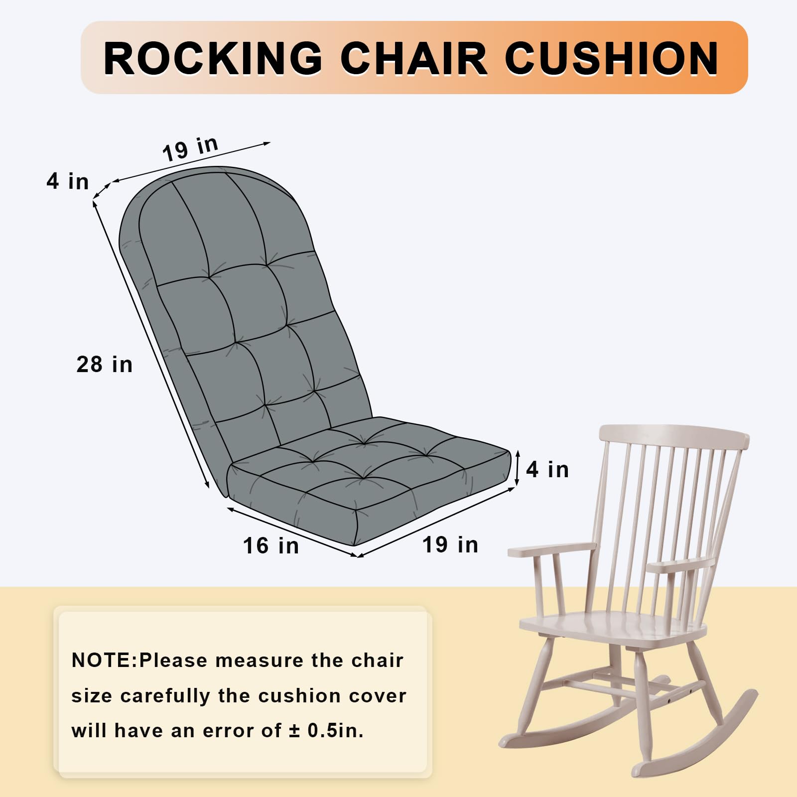 ROFIEJOX Rocking Chair Cushion with foam filling