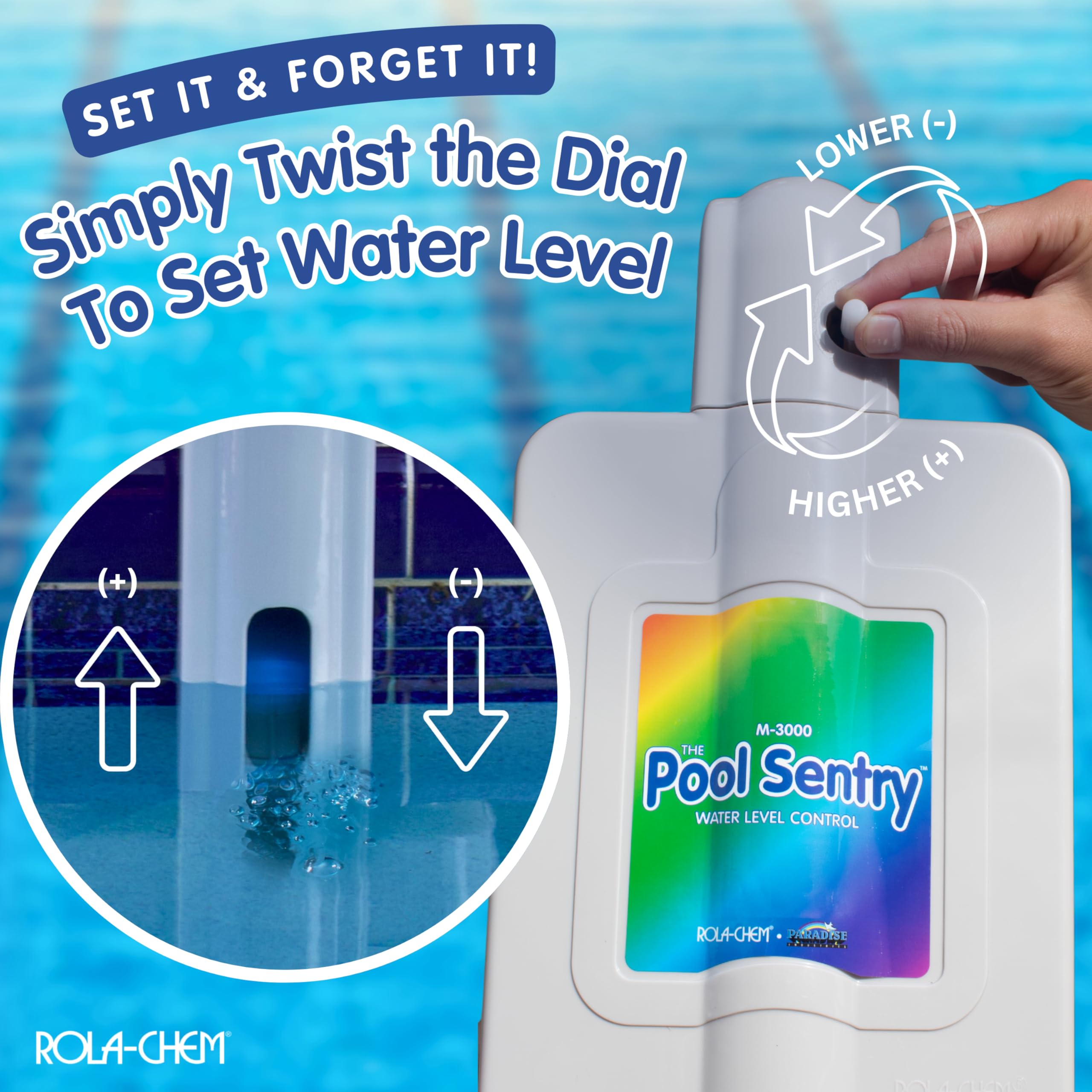 Rola-Chem M-3000 Pool Sentry adjustable float valve close-up