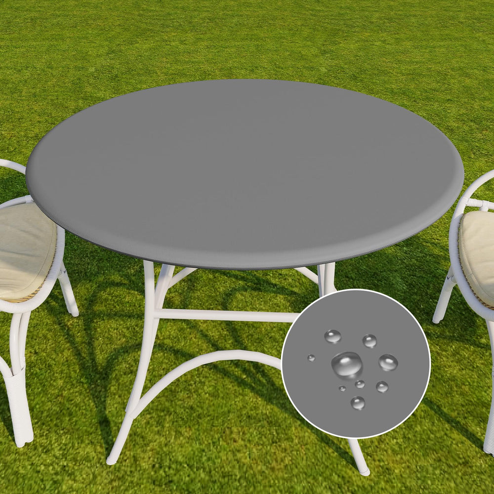 Romanstile Round Fitted Vinyl Tablecloth in Grey on a round table