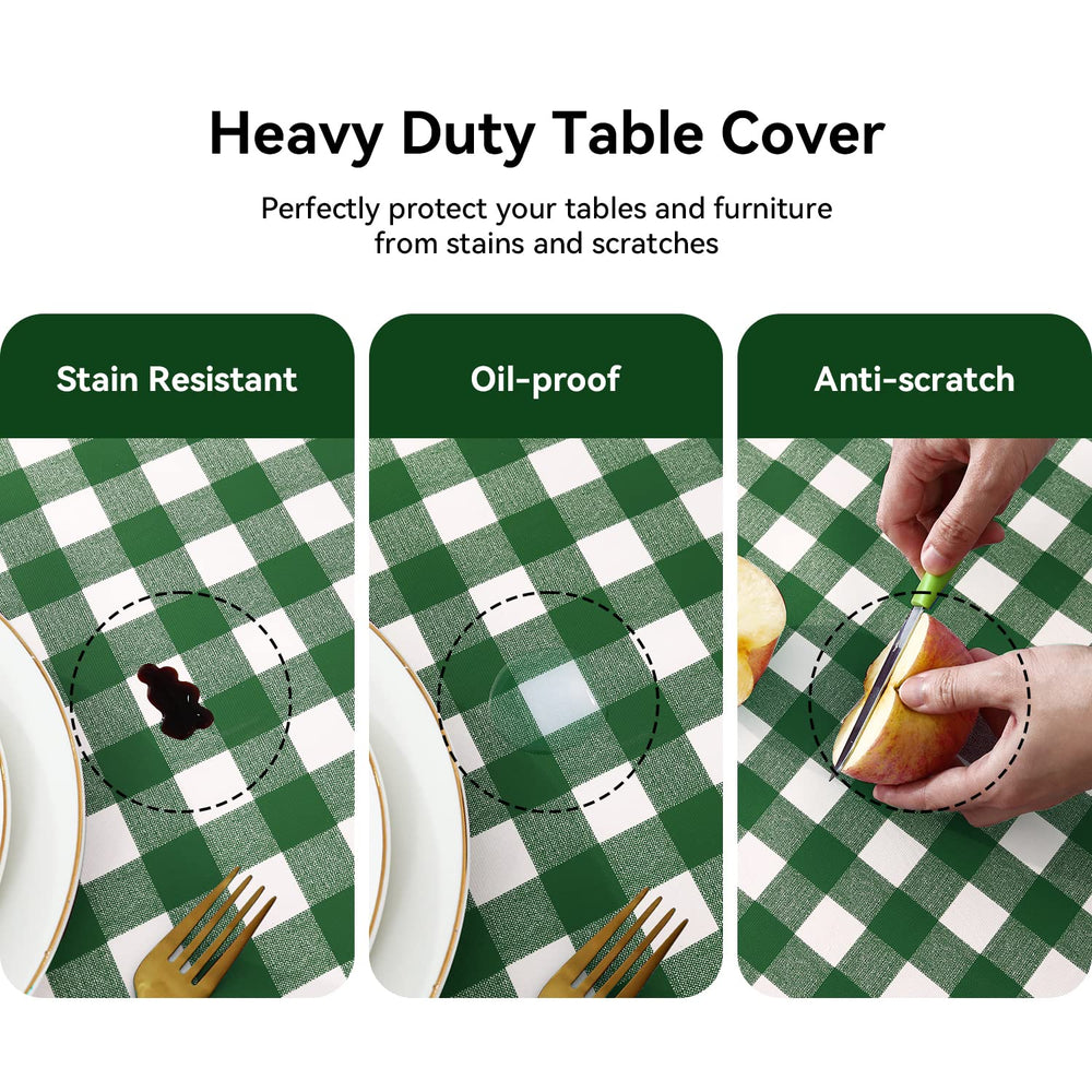 Romanstile tablecloth featuring buffalo plaid design outdoors