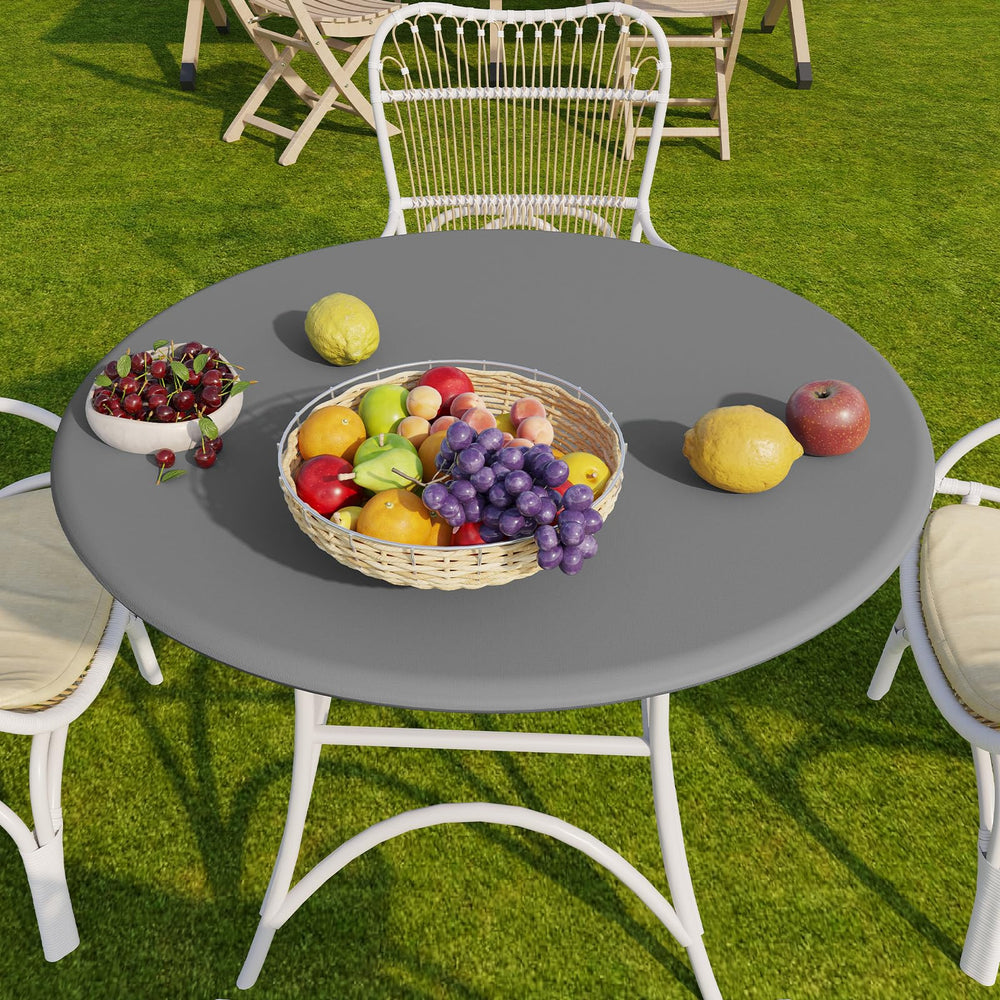 Romanstile tablecloth in use during an outdoor picnic