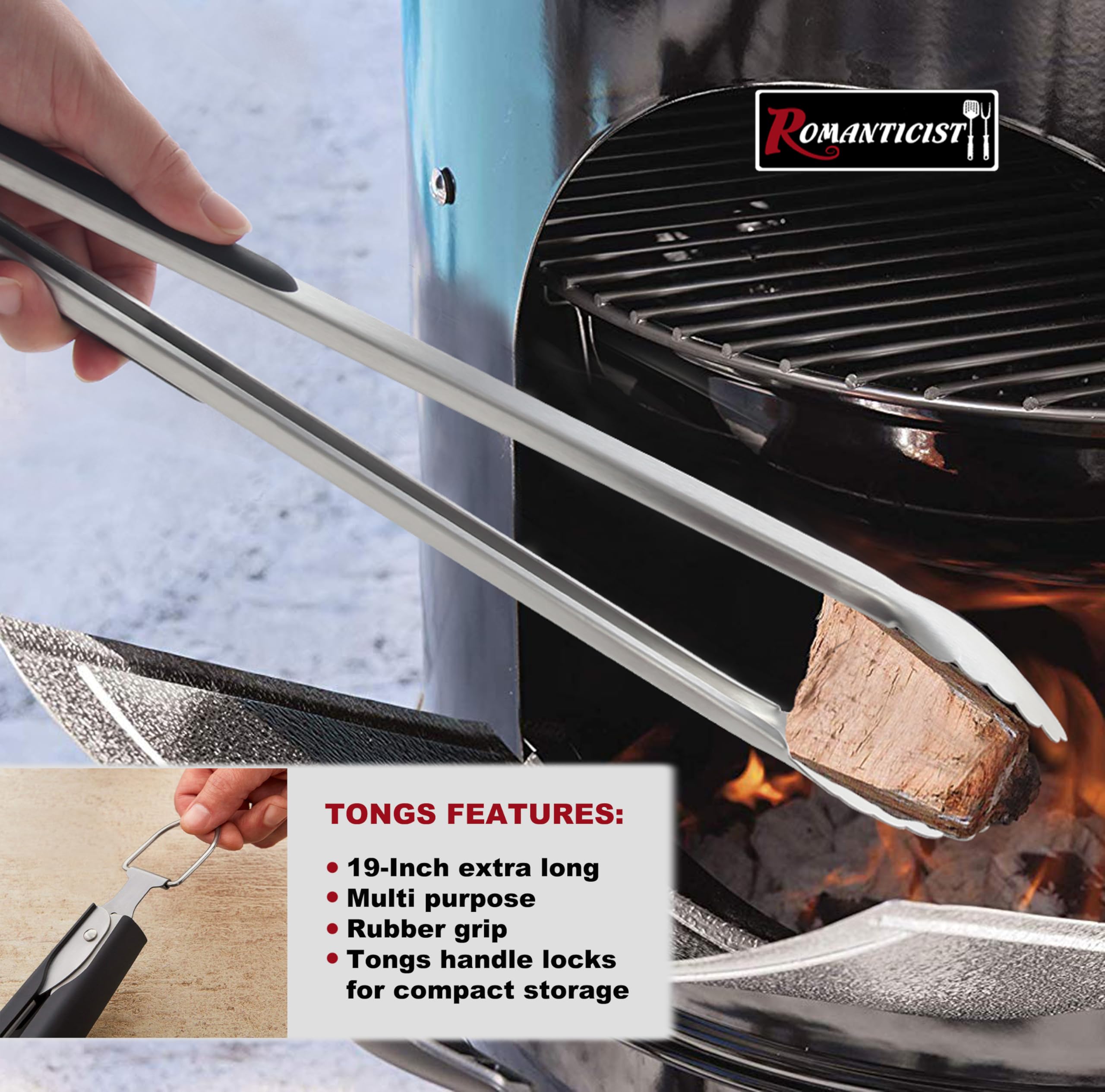 ROMANTICIST grill fork designed for skewering meats and vegetables
