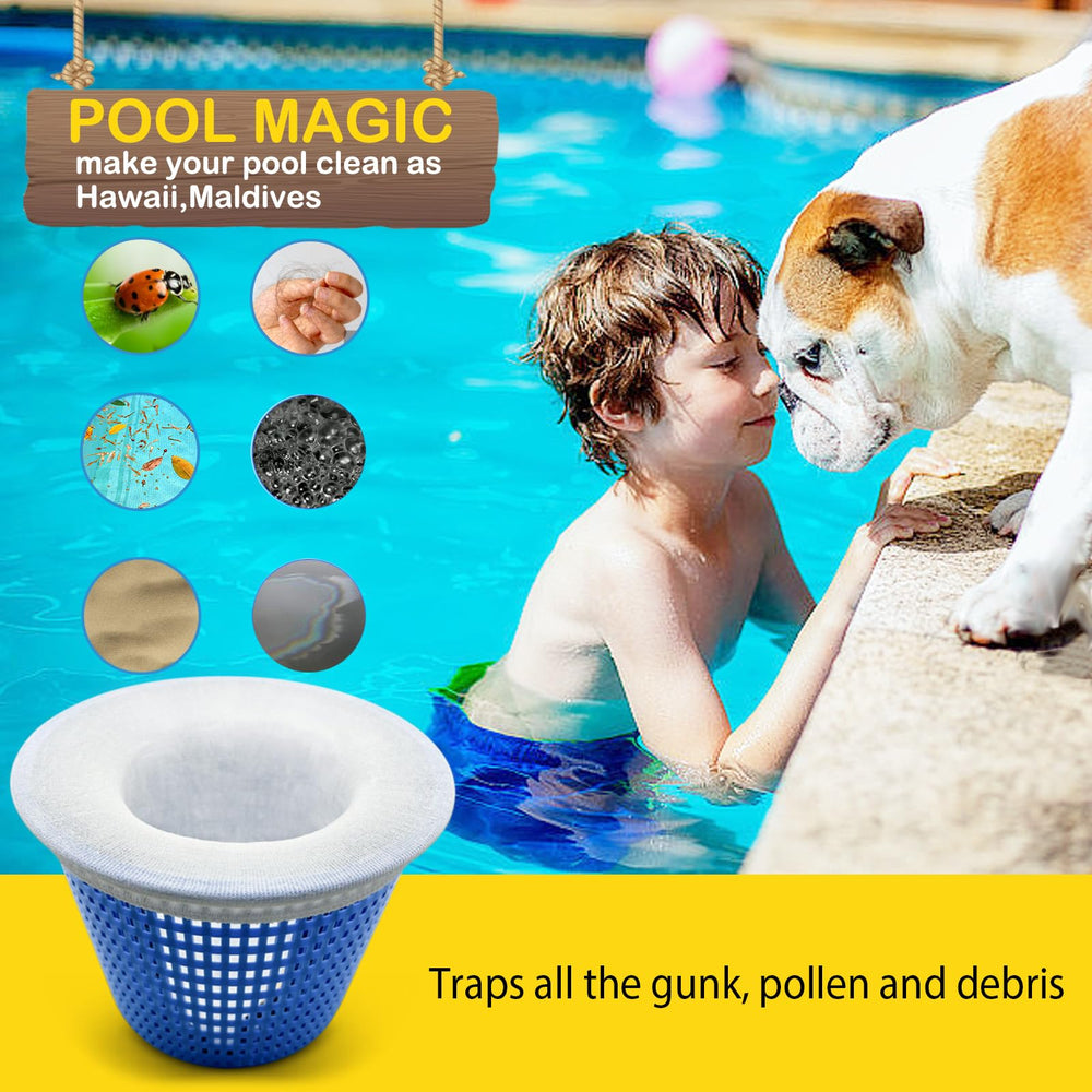 ROMIVO filter sock in a pool skimmer basket