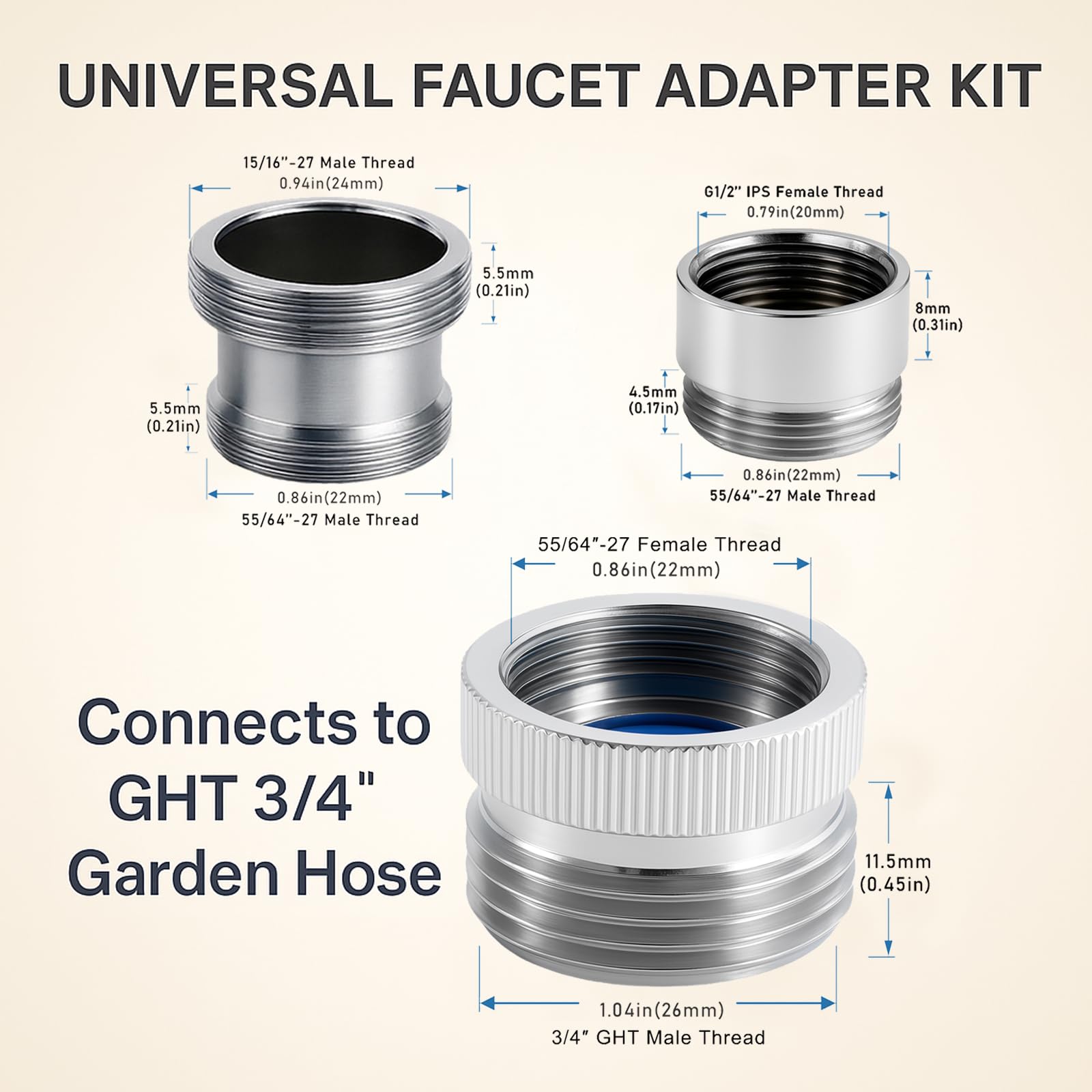 ROOGSIH Faucet Adapter with extended threaded stem design