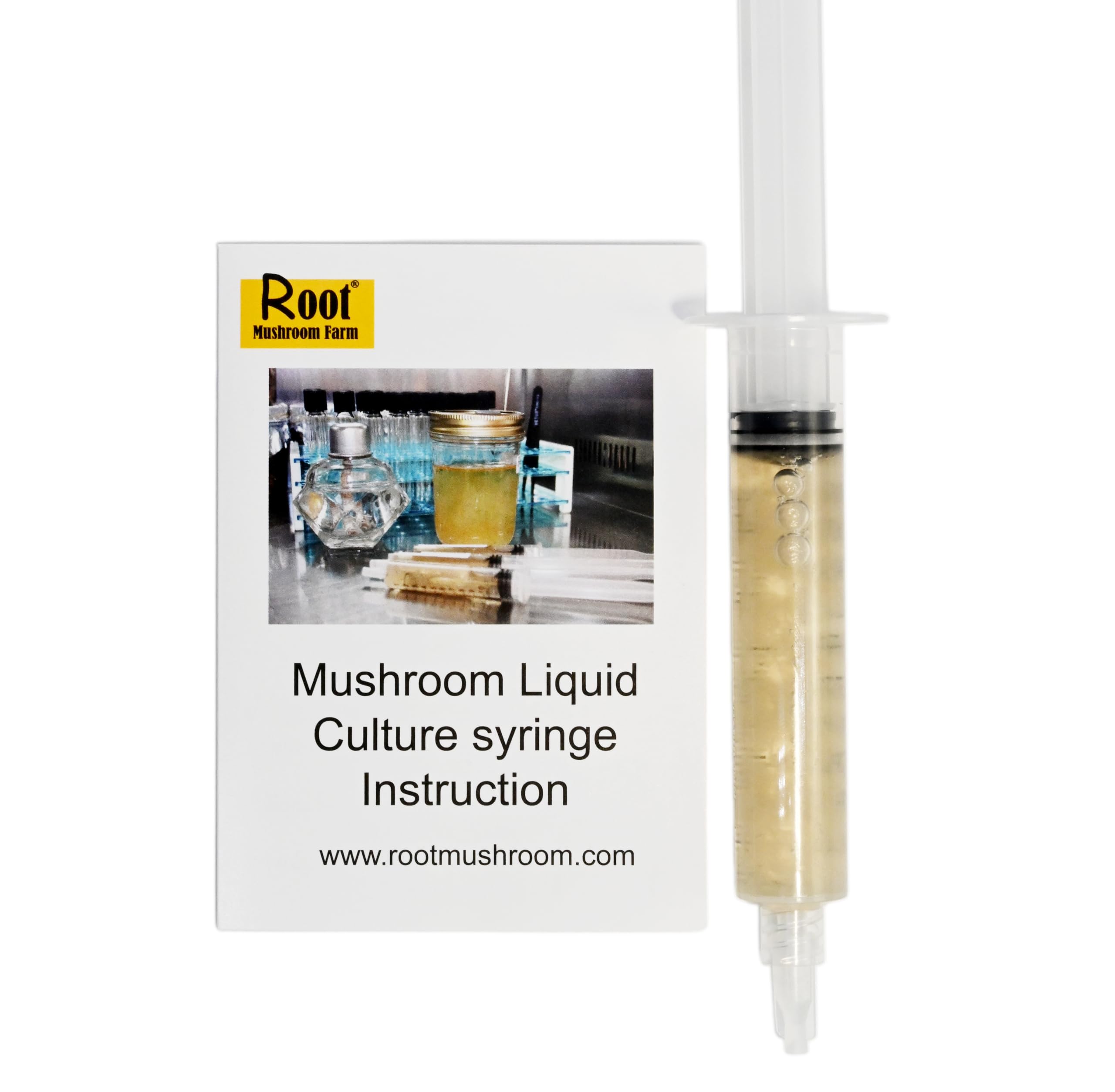 Root Mushroom Farm Reishi Liquid Culture showing bottle and needle