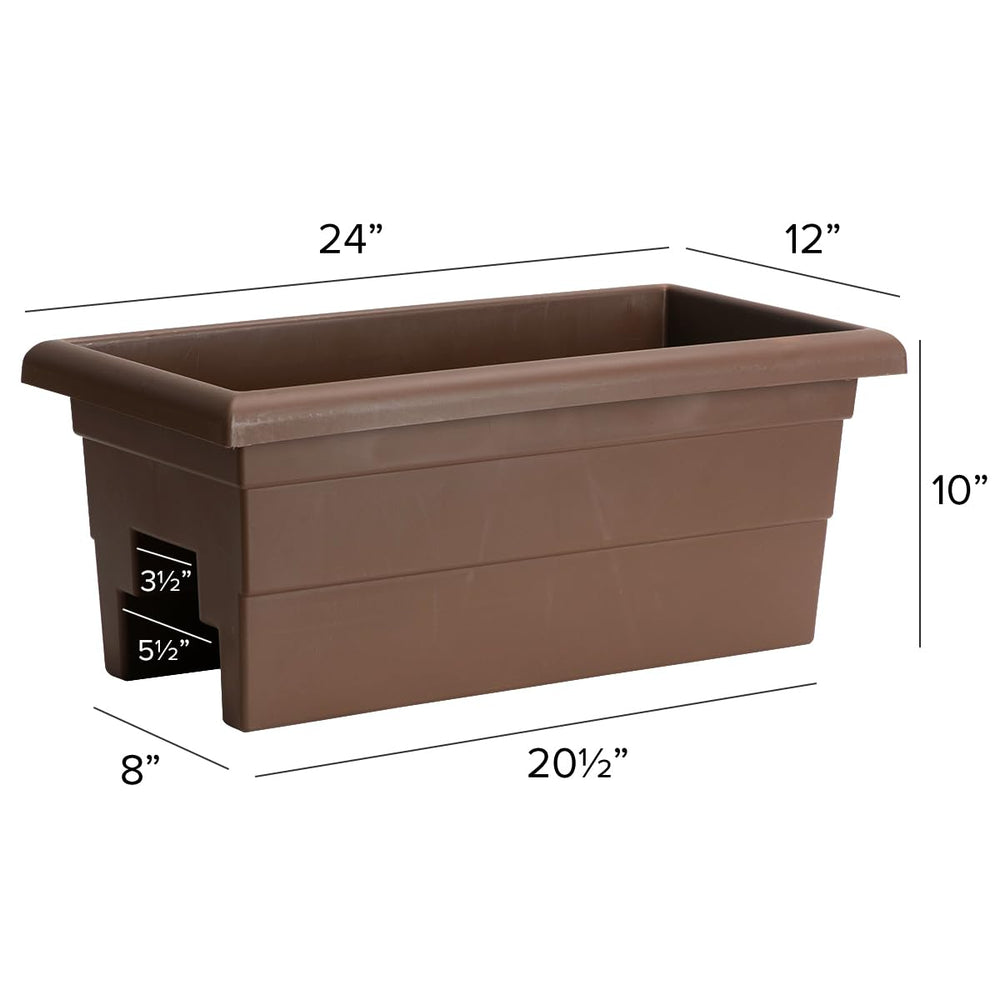 Root & Vessel 24 Inch Railing Planter Box filled with plants