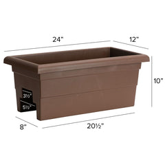 Root & Vessel 24 Inch Railing Planter Box filled with plants