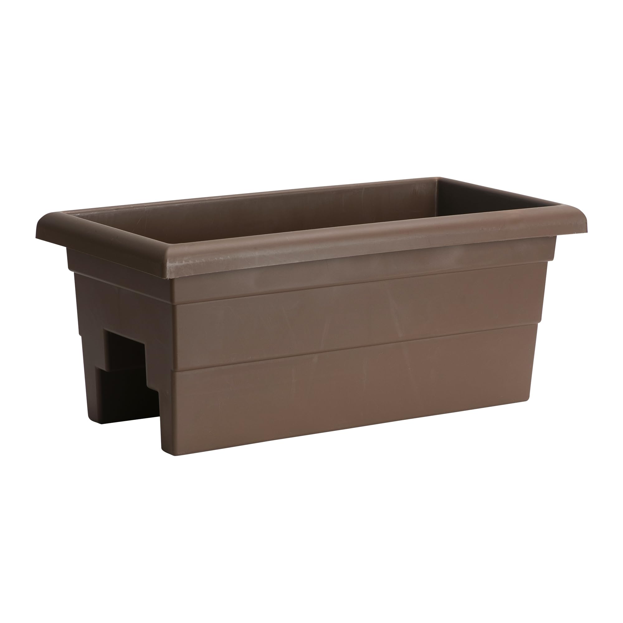Root & Vessel 24 Inch Railing Planter Box in brown, front view