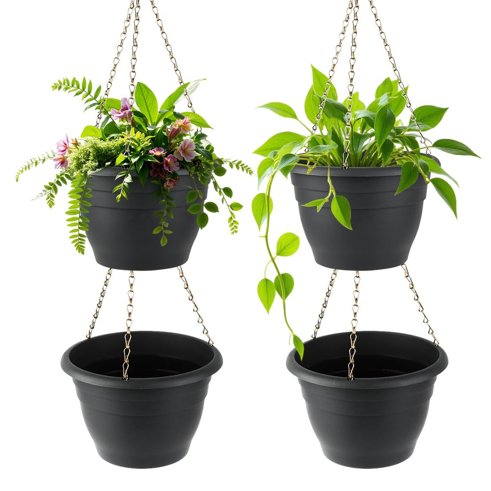 RooTrimmer 10-inch gray hanging planter front view