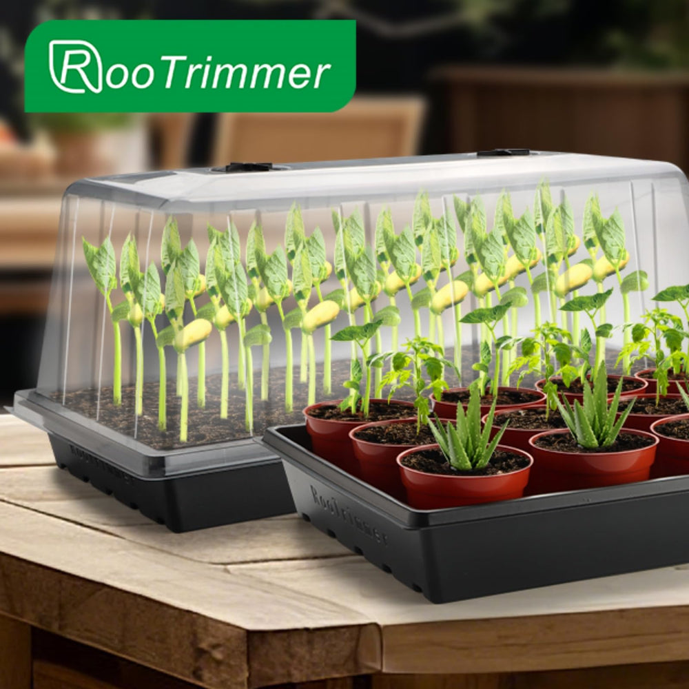 RooTrimmer 1020 seed starting tray in a gardening setup
