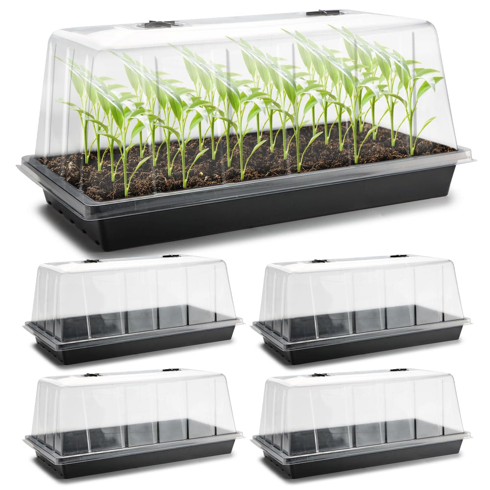 RooTrimmer 1020 seed starting tray with 7.3 inch humidity dome front view